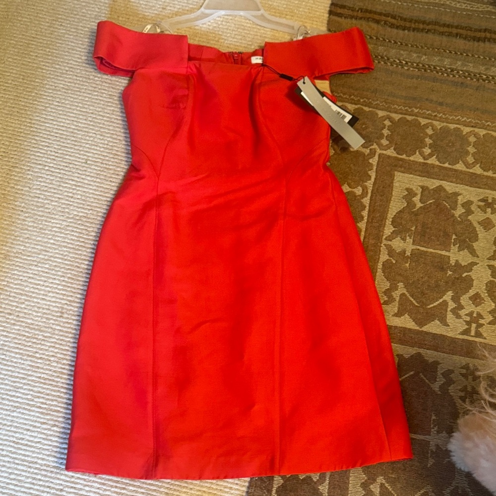 Halston Heritage Strapless Red Dress